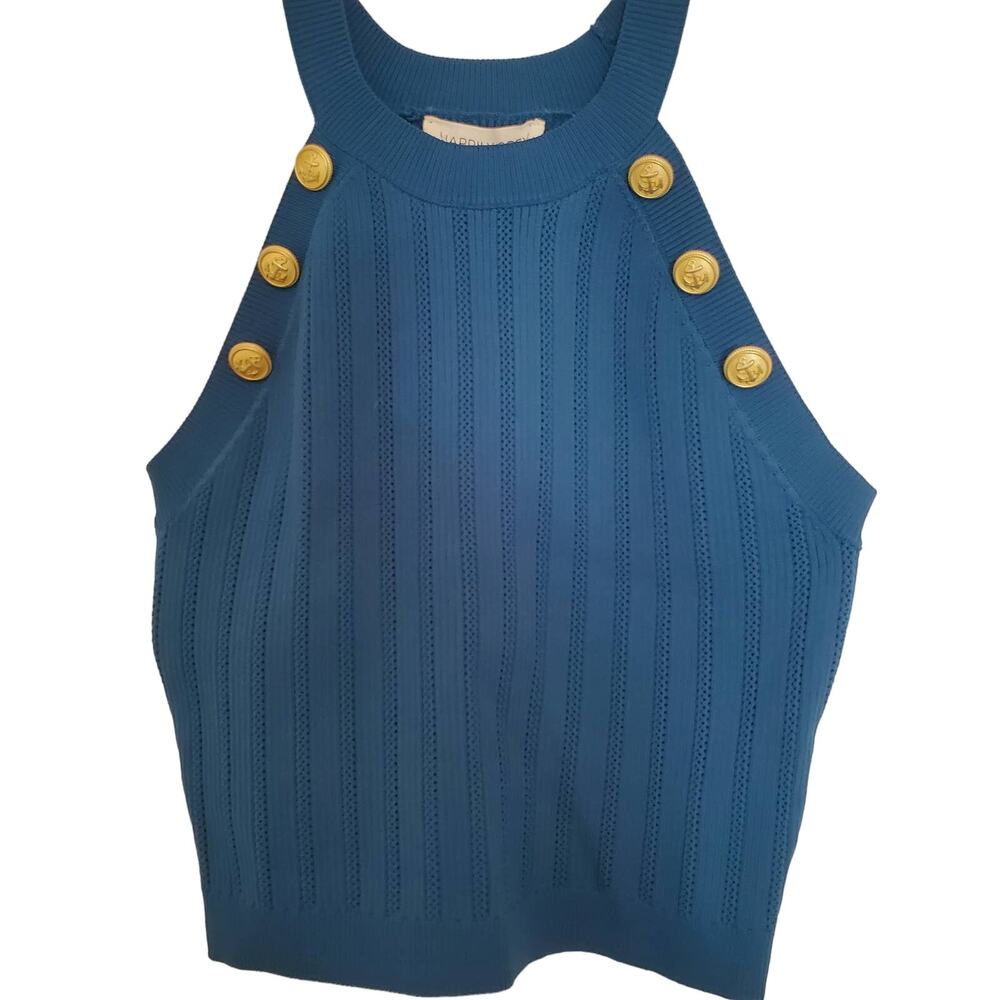 Happily Gray Cerulean High-Neck Crop Sweater Tank Size M